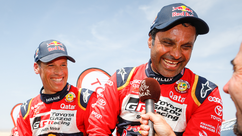 Car winners Al-Attiyah (driver, right) and Baumel (co-driver, left)